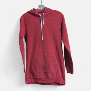 American Apparel Burgundy Fleece Hoodie Women'sM Made in USA Pullover Sweatshirt